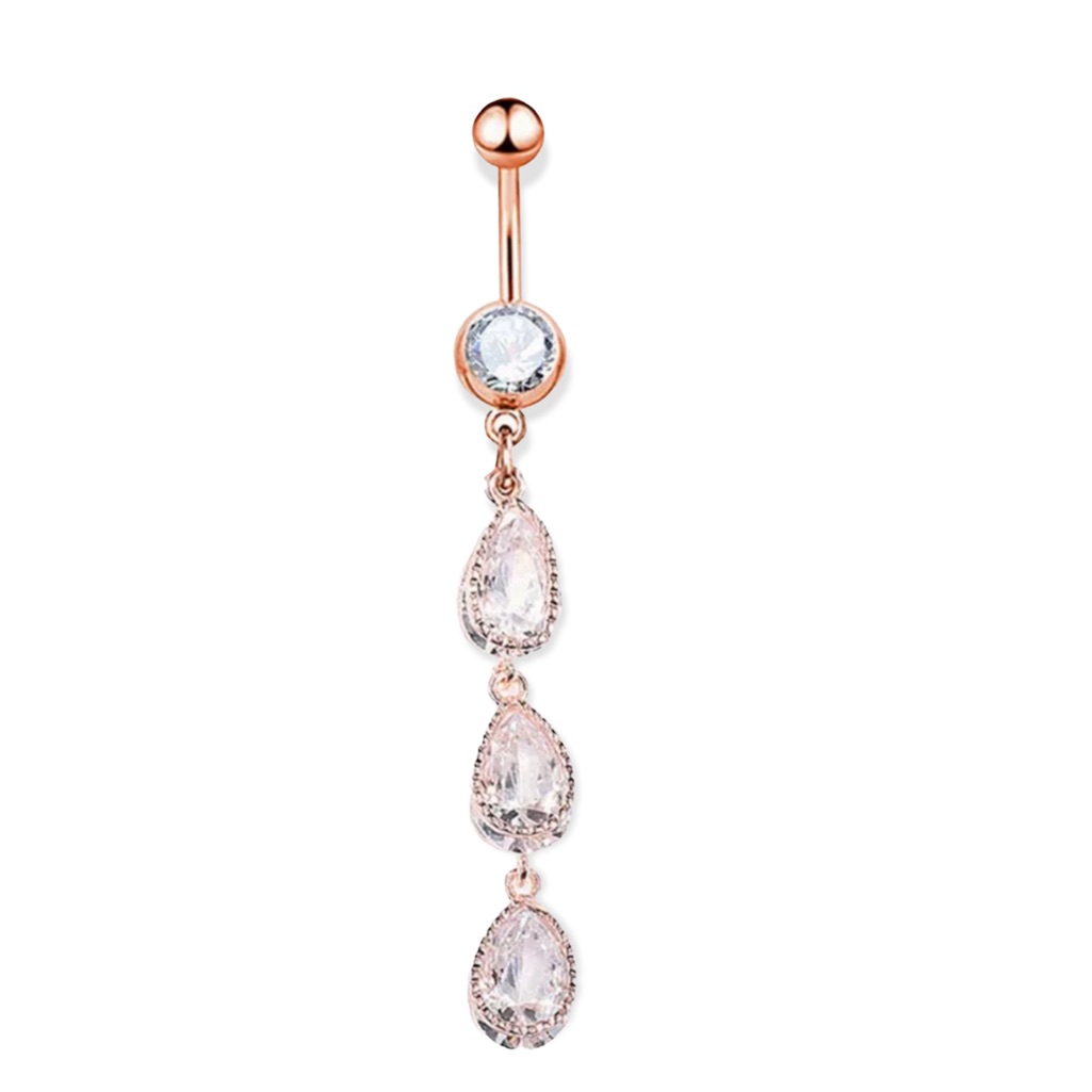 Rose Gold Crystal Dangle Belly Button Ring Rose Gold Crystal Dangle Belly Button Ring